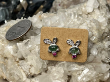 Load image into Gallery viewer, Multicolored Tourmaline Rabbit Silver Plated Earrings