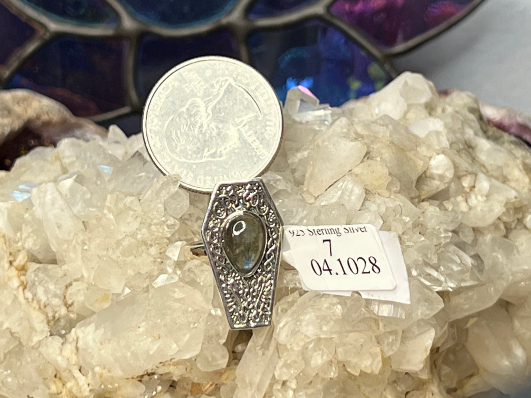 #3260 Labradorite Coffin Sterling Silver Ring