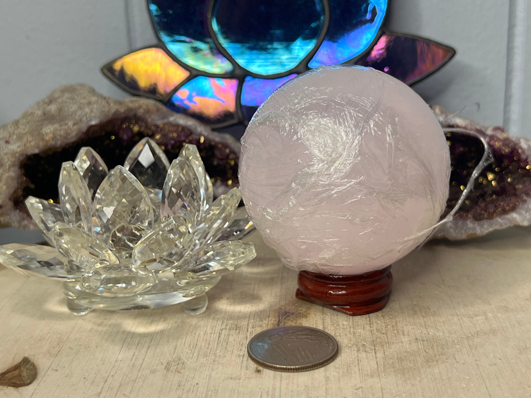 Mangano Pink Calcite Spheres with Stands