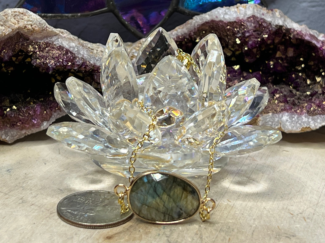 Labradorite Gold Plated Adjustable Bracelet