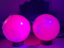 Load image into Gallery viewer, Mangano Pink Calcite Spheres with Stands
