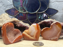 Load image into Gallery viewer, Carnelian Druzy Hearts
