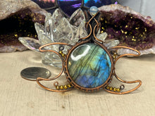Load image into Gallery viewer, Labradorite Wire Wrapped Triple Moon Pendants
