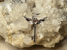 Load image into Gallery viewer, Garnet Sterling Silver Winged Key Pendant
