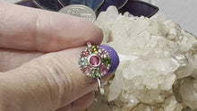 Load and play video in Gallery viewer, Multicolored Tourmaline Sterling Silver Adjustable Spinner Rings
