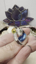 Load and play video in Gallery viewer, Blue Amber Adjustable Sterling Silver Leopard Rings
