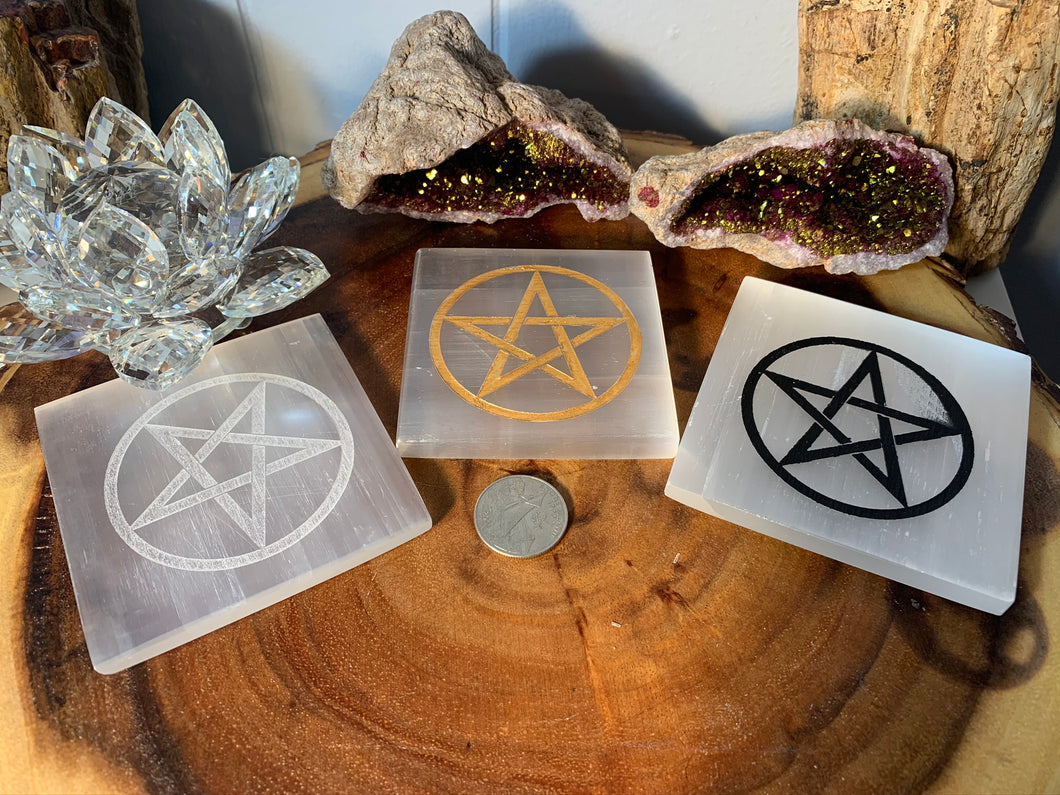 Selenite Pentacle Plates