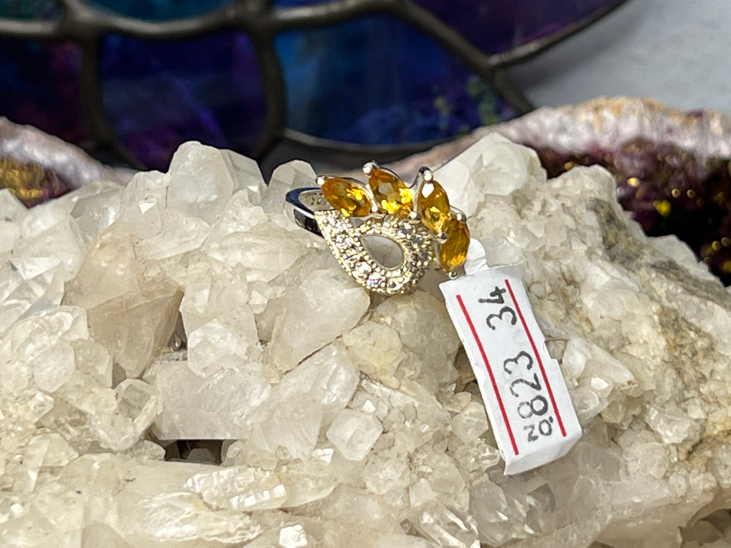 Faceted Citrine Sterling Silver Rings Sizes 6-9