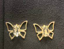 Load image into Gallery viewer, Herkimer Diamond Quartz Butterfly  Sterling Silver Earrings
