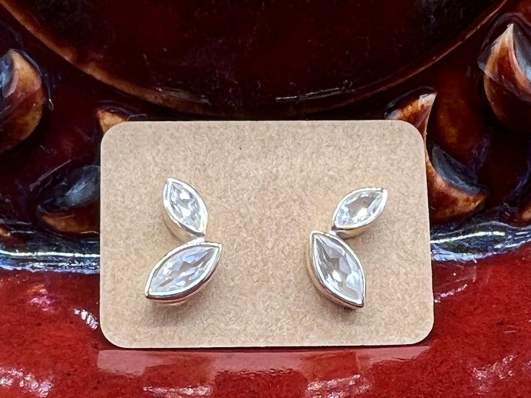 Herkimer Diamond Quartz Sterling Silver Leaf Earrings