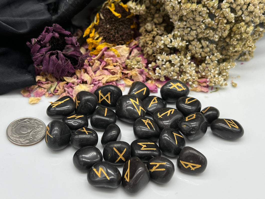 Black Agate Rune Sets