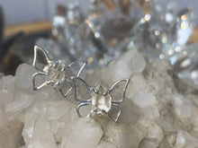 Load image into Gallery viewer, Herkimer Diamond Quartz Butterfly  Sterling Silver Earrings

