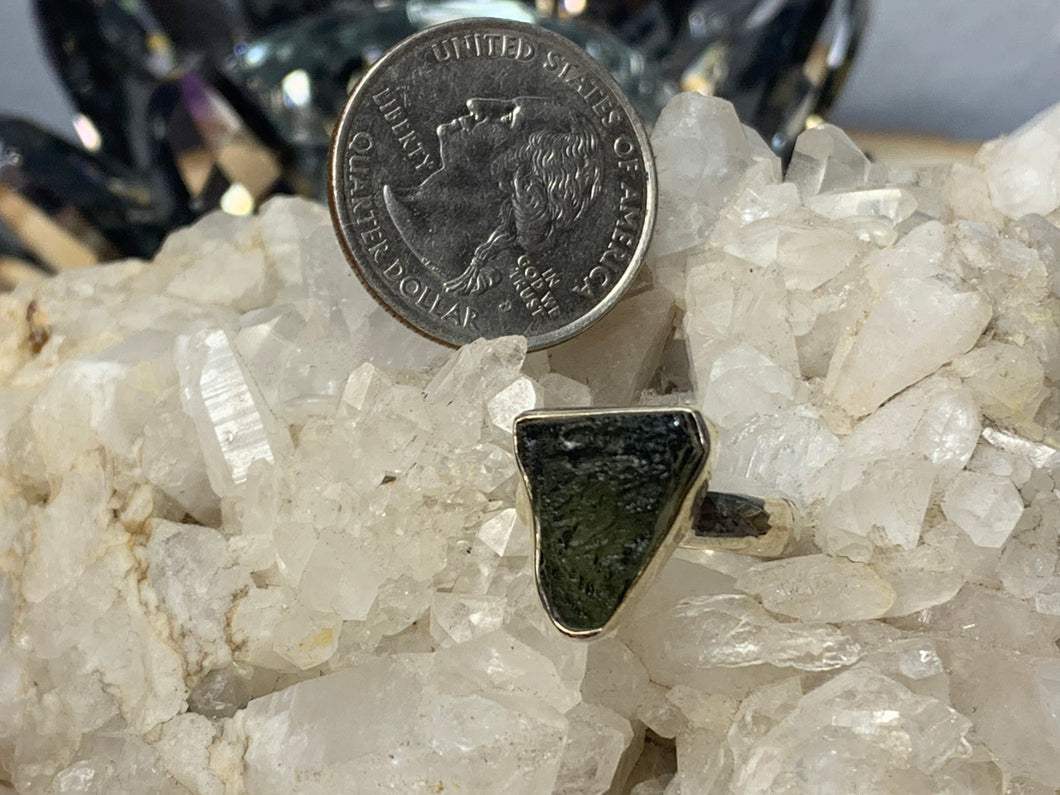 Moldavite Sterling Silver Rings