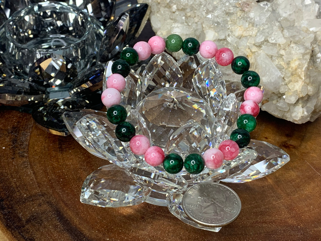 Dyed Pink and Green Agate Bracelets