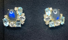 Load image into Gallery viewer, Herkimer Diamond Quartz Earrings with Labradorite and Blue Topaz
