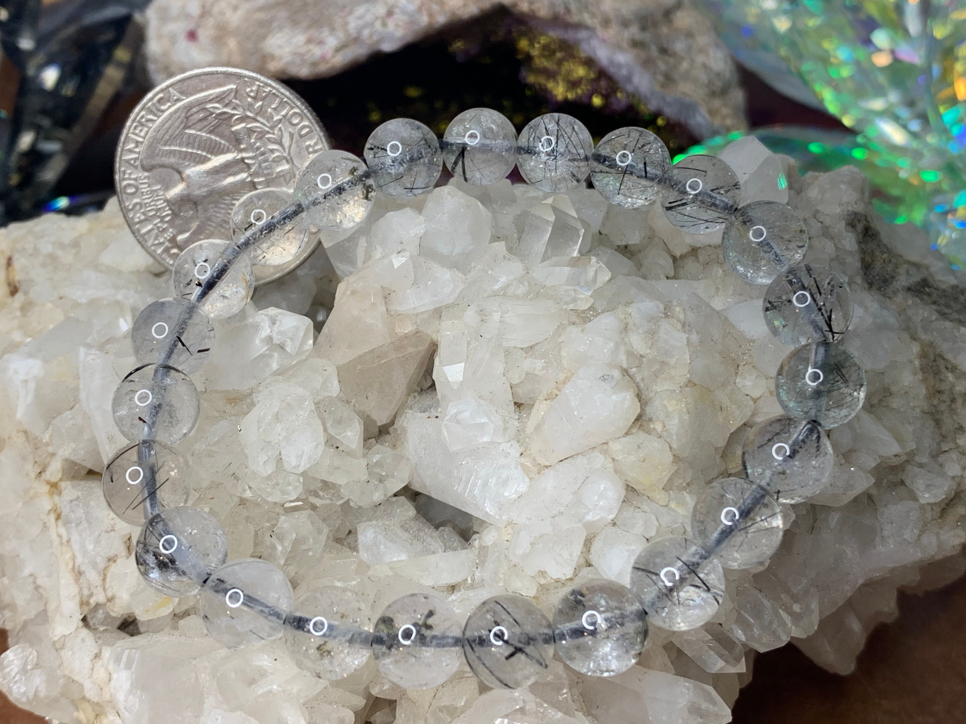 Extra Quality Black Tourmaline in Quartz Bracelets