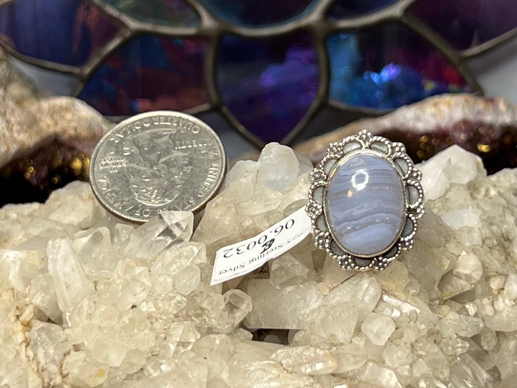 #2234 Size 6 Blue Lace Agate Sterling Silver