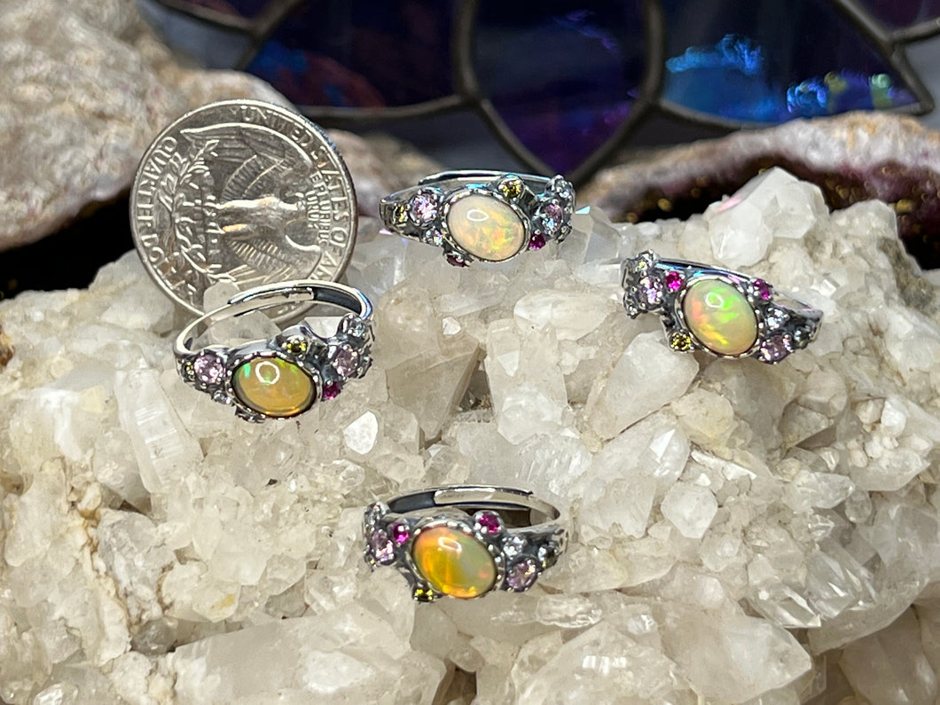 Opal Sterling Silver Adjustable Rings