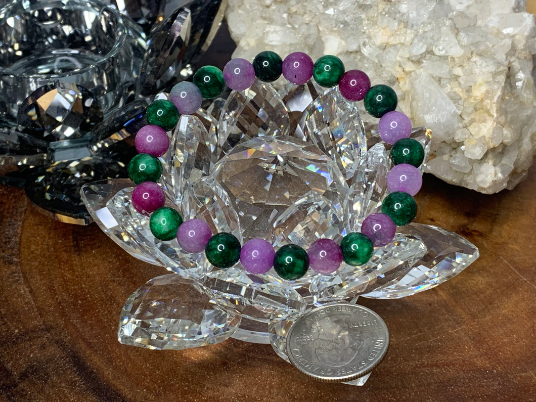 Dyed Purple and Green Agate Bracelets