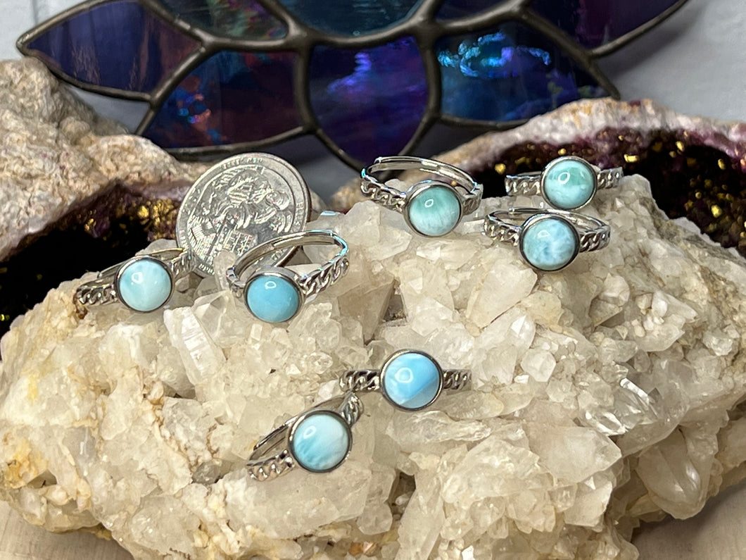 Larimar Small Sterling Silver Adjustable Rings